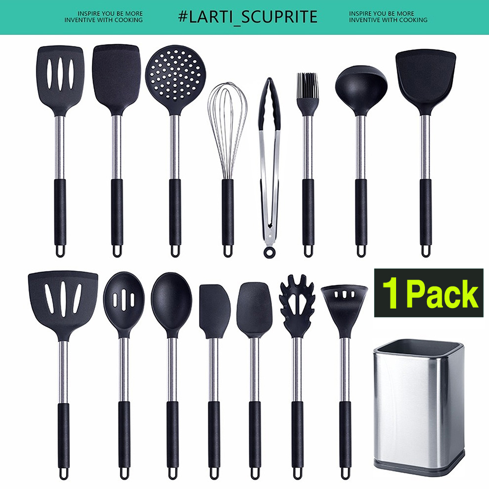 Hi Tech Kitchen Accessories - 1 パックシリコンキッチン用品調理器具キッチンアクセサリースパチュラターナー耐熱スープスプーンパスタザルシャベル