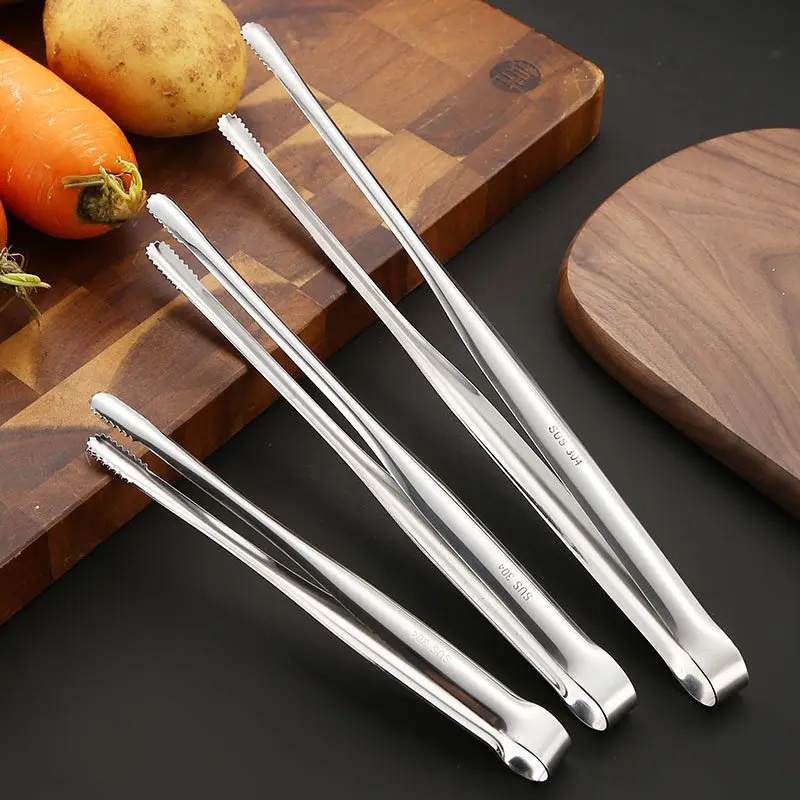 Hi Tech Kitchen Accessories - 304 ステンレス鋼グリルトングフードクリップバーベキューステーキクリップパントング調理器具パーティーノンスリップキッチンガジェットアクセサリー