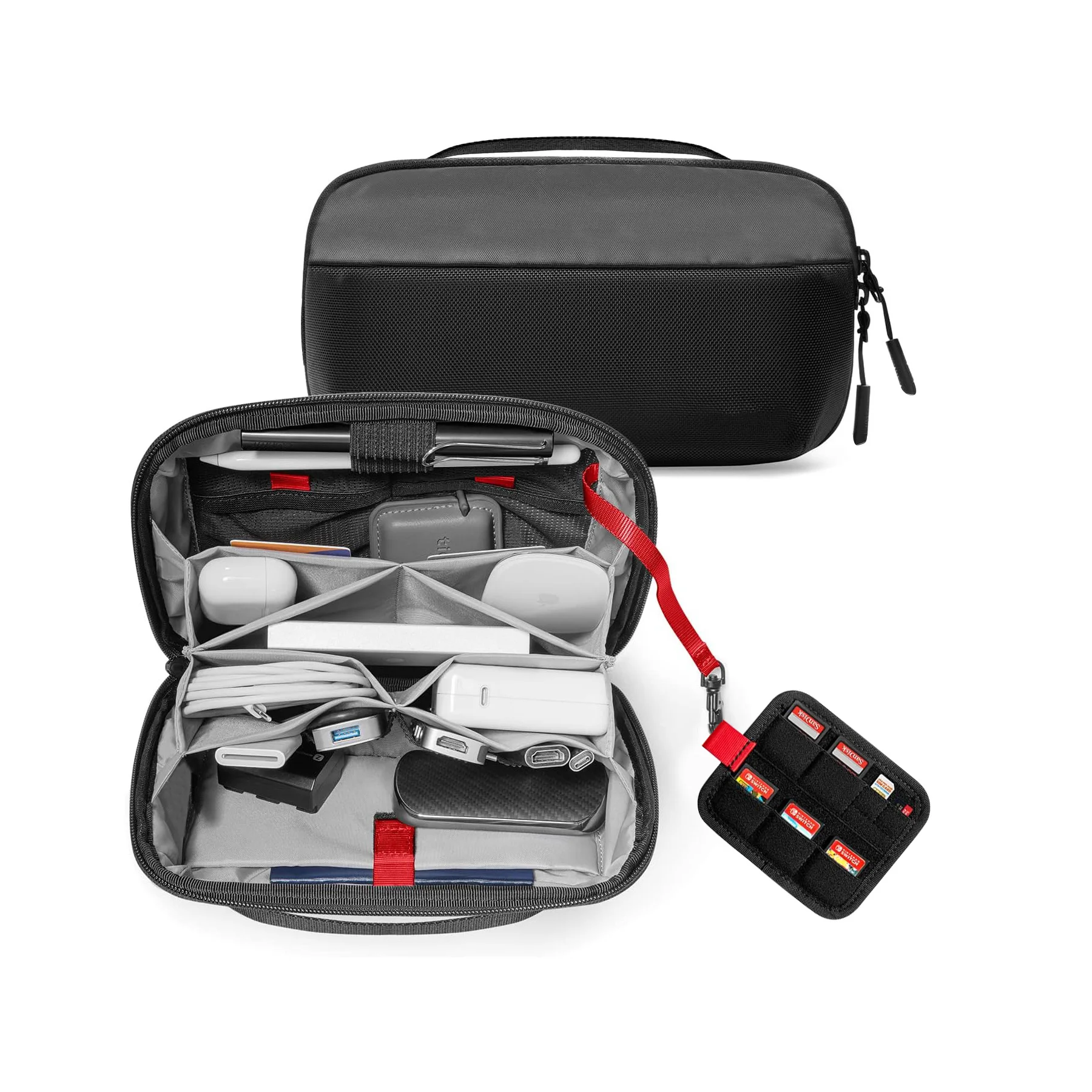 Tech Accessories Travel - トラベルテックオーガナイザーポーチ、防水多機能電子機器アクセサリーケース（ケーブル、充電器、モバイルバッテリー用）