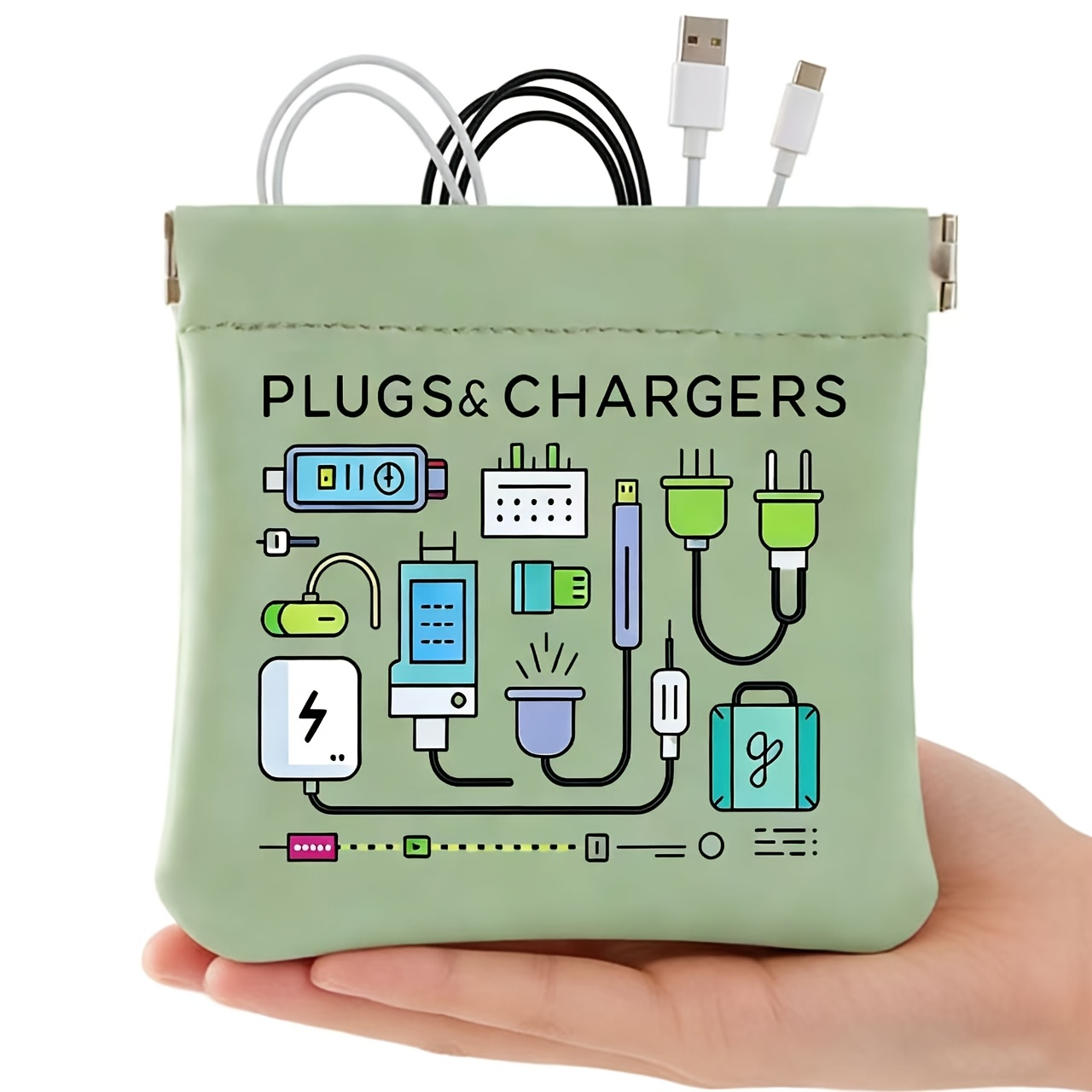 Tech Accessories Travel - ポータブルケーブルオーガナイザーバッグ 12X12cm - 充電器、USBケーブル、プラグ、イヤホン用トラベルテックポーチ - 外出先でも電子機器を整理整頓
