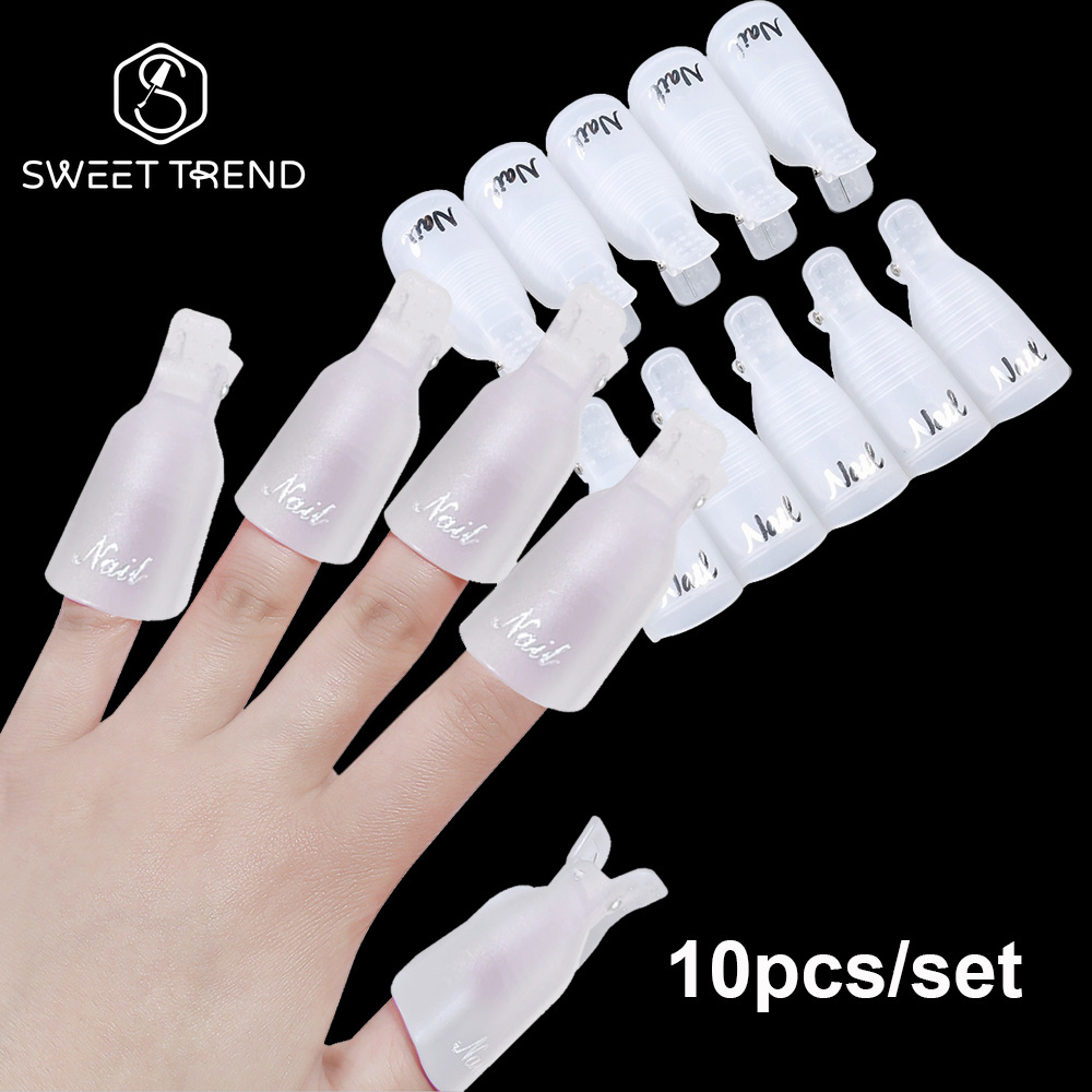Nail Tech Accessories - SWEET TREND-10個/セット プラスチックアクリルネイルアートソークオフキャップクリップ UVジェルポリッシュリムーバーラップツール ジェルネイルポリッシュリムーバークリップ