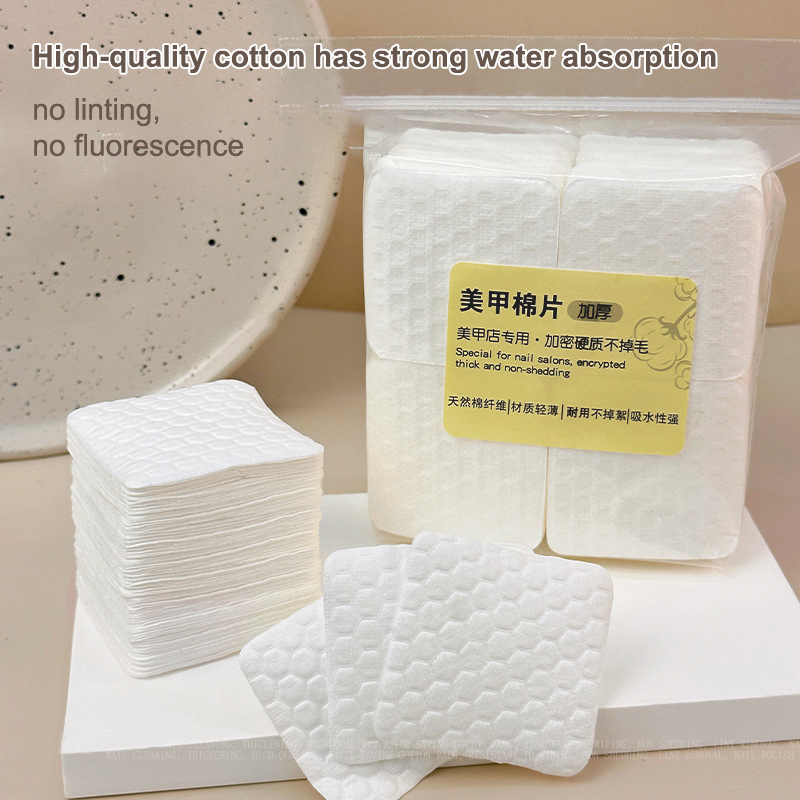 Nail Tech Accessories - 200/500 個肥厚職業綿パッドネイルワイプ糸くずの出ないネイルコットンジェルポリッシュリムーバーネイルアートクリーニングツール