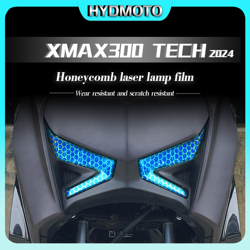 Tech Accessories Store - 透明ハニカムレーザーフィルム,ヘッドライトテールライトフィルム,ヤマハx max300 xmax300 tech 2024用ステッカーアクセサリー