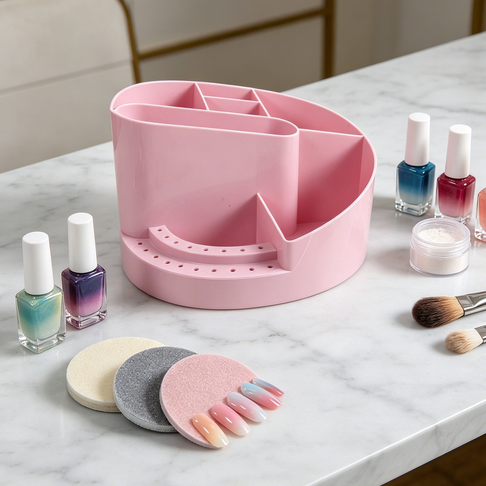 Tech Accessories Desk - ネイルオーガナイザー収納ボックス 7コンパートメント プラスチック製 マニキュアツールホルダー ドリルビットオーガナイザー ネイルテックデスク収納ケース