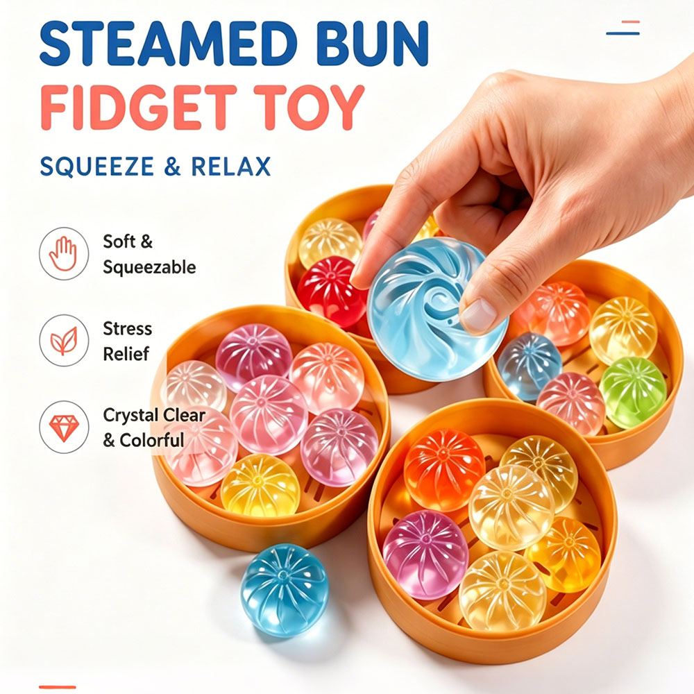 Tech Home Accessories - かわいい5個入りクリスタル点心スクイーズ、蒸し器付き、ソフトスクイーズ、おしゃれな部屋のデスクデコレーションオーナメント、サプライズパーティーギフトプレゼント