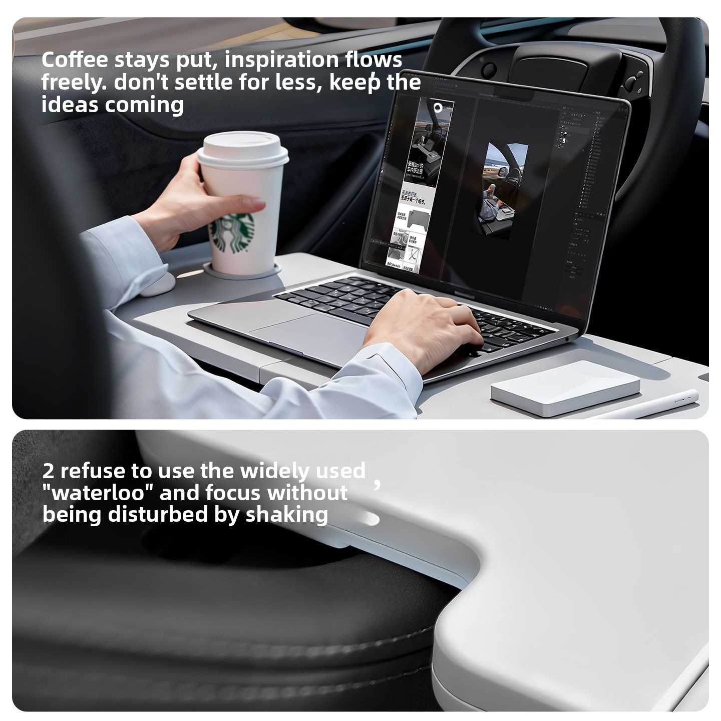折りたたみ式車用デスク テスラモデル 3/Y/S/X 多機能 - Tech Accessories Desk のレビューと価格