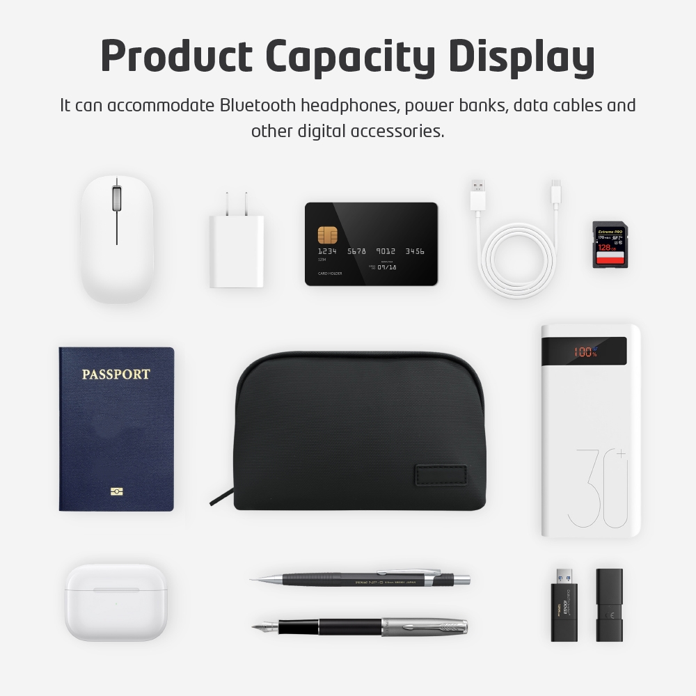軽量防水テックポーチ、ポータブル電子機器アクセサリーケース、 - Tech Accessories Travel のレビューと価格