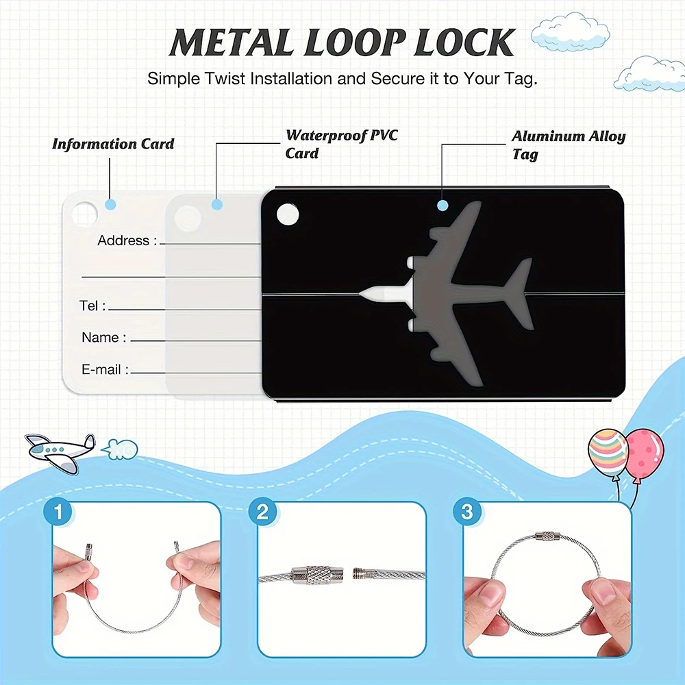 アルミ合金旅行荷物タグ吊り下げタグスーツケースタグ飛行機名  - Tech Accessories Travel のレビューと価格