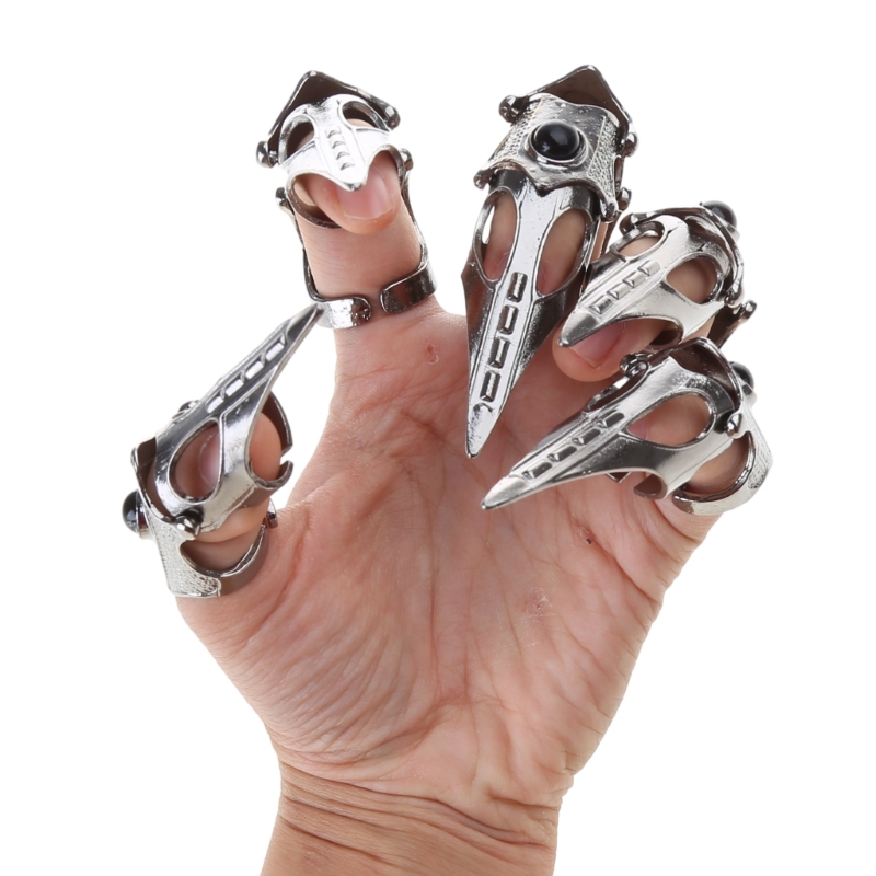 ブラックメタル指爪ユニークなスケルトンフル指リングパンクロッ - Unique Tech Accessories Gifts のレビューと価格