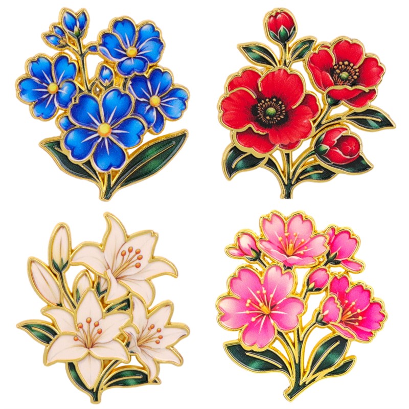 かわいいヴィンテージカラフルな花柄エナメルピンユリチェリーポ - Vintage Tech Accessories のレビューと価格